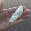 1pc Beautiful Buffalo Princess Hand Carved White Buffalo Bone Drop Pendant, Symbol of Strength Prosperity Pendant, with Sterling Silver Bail, 2.8 Inch, BP-78