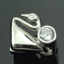 1pc 925 Sterling Silver 12mm Swan Pinch Bail, Pendant Clasp, Tarnish Resistant Rhodium Plated, Cubic Zirconia CZ, SS44-BB