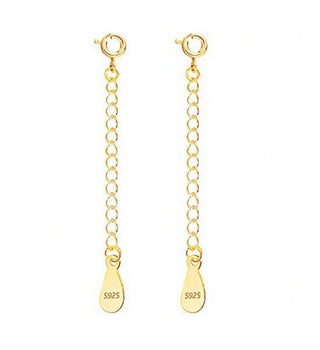 2pcs 925 Sterling Silver Chain Extender with Clasp, 18K Yellow Gold Plated Cable Chain Extension, Length Selections: 2 inch/3 inch/4 inch/5 inch/6 inch