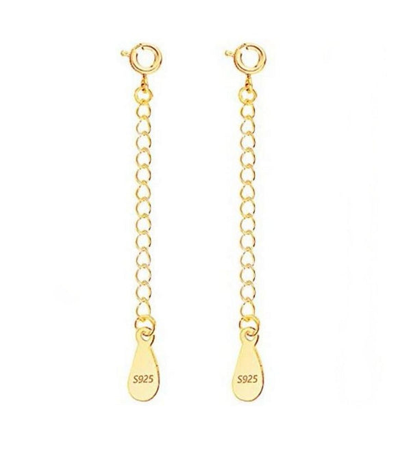2pcs 925 Sterling Silver Chain Extender with Clasp, 18K Yellow Gold Plated Cable Chain Extension, Length Selections: 2 inch/3 inch/4 inch/5 inch/6 inch