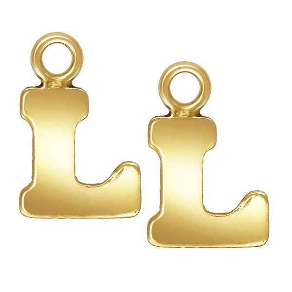 1pc Real 1/20 14K Gold Filled Letter L, Small Alphabet Charm Drop, 5.2x5.7mm, JK12-A12