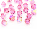 50pcs Preciosa Faceted Bicone Crystal Beads, Rose AB (Pink), 6mm, Hole ID 1mm, Pre-B668