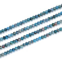 Natural Blue Apatite Gemstone Tiny Small Faceted Rondelle Beads, 4x3mm, Hole ID 0.65mm, 15 Inch/1 Strand,  GK-B8