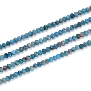 Natural Blue Apatite Gemstone Tiny Small Faceted Rondelle Beads, 4x3mm, Hole ID 0.65mm, 15 Inch/1 Strand,  GK-B8