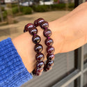 1 Strand Stretch Natural Dark Red Garnet Beaded Gemstone Bracelet, 10mm Bead, Length Selections: 7 inch/7.5 inch/8 inch/8.5 inch