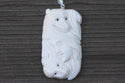 1pc Beautiful Two Husky Goddess Hand Carved White Buffalo Bone Drop Pendant, Symbol of Strength Prosperity Pendant, with Sterling Silver Bail, 2.2 Inch, BP-79