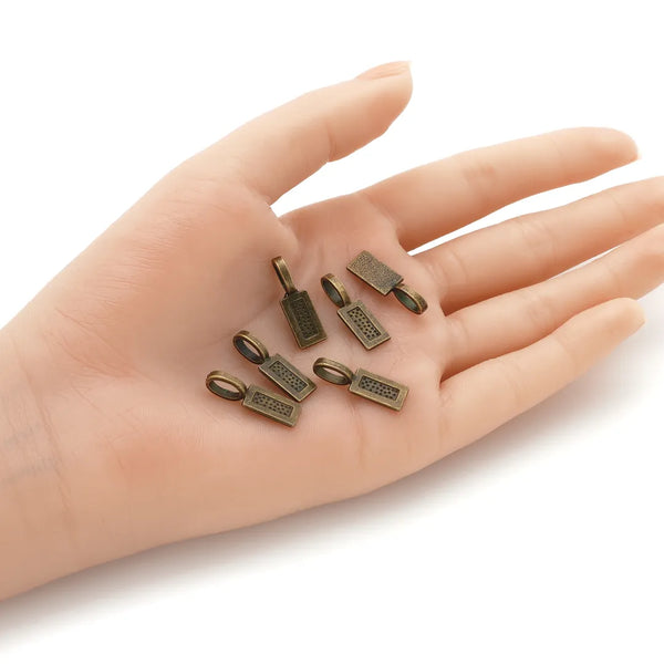 100pcs 21mm Glue On Jewelry Bails, Antique Bronze, 12mm Rectangle Flat Pad Base, MC-R4