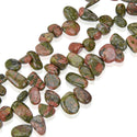 Natural Unakite Jasper Gemstone Petal Keishi Beads, Irregular, 10mm-20mm, Hole ID 1mm, 1 Strand/15 Inch, GZ6-36