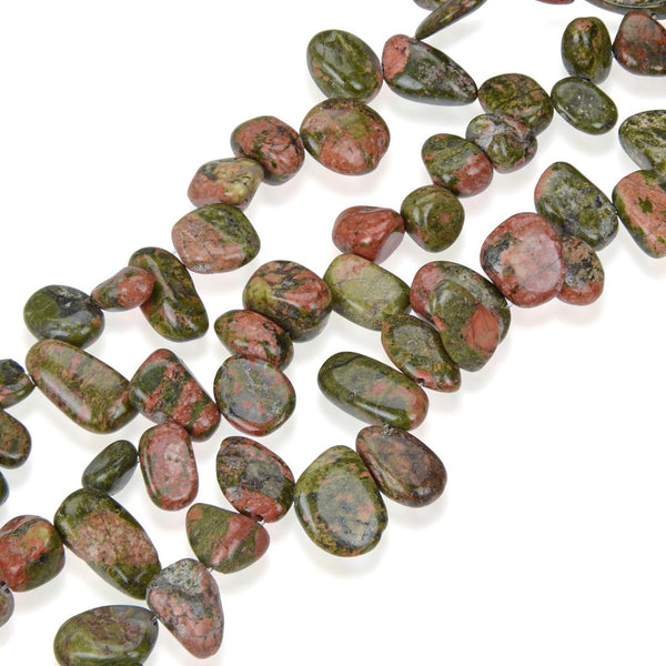 Natural Unakite Jasper Gemstone Petal Keishi Beads, Irregular, 10mm-20mm, Hole ID 1mm, 1 Strand/15 Inch, GZ6-36
