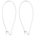 100pcs Earring Hooks Kidney Ear Wire, Sterling Silver Plated Brass, Size Selections: 18mm/25mm/30mm/36mm/43mm/47mm