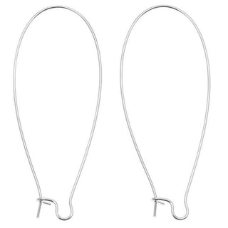 100pcs Earring Hooks Kidney Ear Wire, Sterling Silver Plated Brass, Size Selections: 18mm/25mm/30mm/36mm/43mm/47mm