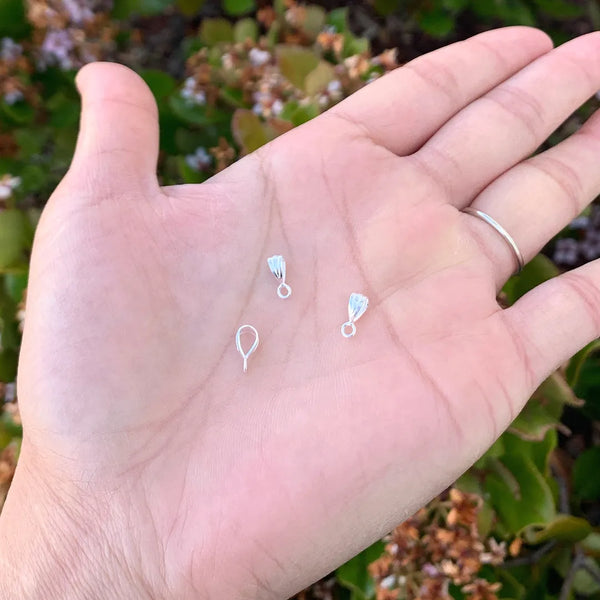 10pcs 925 Sterling Silver 9mm Folding Donut Bails, Small Pendant Connector, Closed Horizontal Ring, SS361