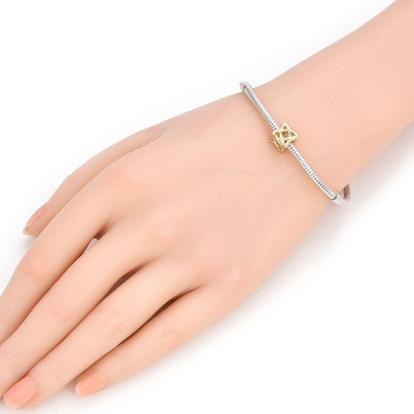 1pc Real Gold Plated Sterling Silver Celtic Knot Bead Charm, Compatible with Pandora All Other Charm Bracelet, EC24-B3