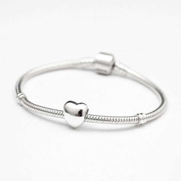 1pc Solid 925 Sterling Silver Heart Charm My Love Bead, Compatible with Pandora All Other Charm Bracelet, EC154