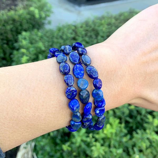 1 Strand Stretch Natural Blue Lapis Lazuli Free Form Gemstone Bracelet, 5-8mm Small Beads, Length Selections: 7 inch/7.5 inch
