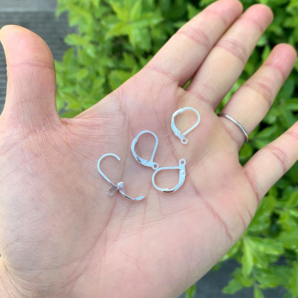10pcs 925 Sterling Silver Leverback Earring Hooks, Open Ring, 17mm, SS8-1