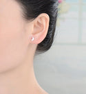 1 Pair Solid 925 Sterling Silver Stud Earrings, Waxing Moon Ear Studs, Small Tiny, SSE99-1