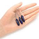 1pc Natural Blue Lapis Lazuli Gemstone Pendant Necklace, 18 Inch Surgical Stainless Steel Chain, GGP-E2