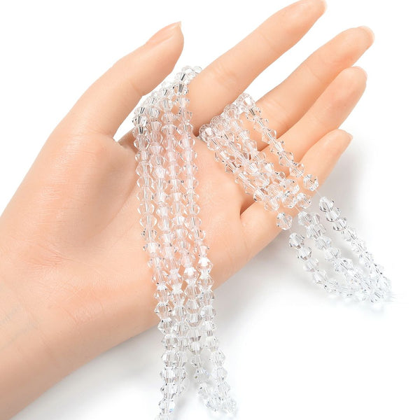 250pcs Creative Club Faceted Bicone Crystal Glass Beads, Crystal Clear, 6mm (0.24 Inch), Hole ID 1mm, CCB601