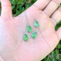 10pcs Grade A August Peridot Green Teardrop Birthstone Charm Drop, Sterling Silver Plated Brass, Size Selections: 11x7mm, 14x8mm, 16x9mm