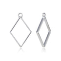 20pcs Open Back Diamond Rhombus Bezel Blanks, Pendant Base, Large Resin Mold, Silver, 39x25mm, CF288-1