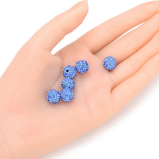 25pcs Adabele Grade AA+ Suncatcher Crystal Rhinestone Pave Polymer Clay Beads, Light Sapphire Blue, Size Selections: 8mm/10mm/12mm
