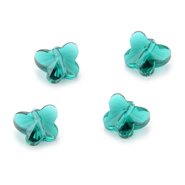 20pcs Creative Club Butterfly Crystal Glass Beads #5754, Center Drilled, Emerald Green May Birthstone, 10mm, Hole ID 1mm, CCBF-24