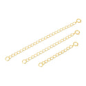 2pcs Sterling Silver Chain Extender with Clasp, 18K Yellow Gold Plated Cable Chain Extension, Length Selections: 2 inch/3 inch/4 inch/5 inch/6 inch