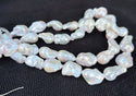 15 Inch AAA Grade High Luster Natural Baroque Pearl Beads, Irregular White Cultured Freshwater Flameball Teardrop Pearls, Large 17mm-28mm Flameball Pearls, Hole ID 1mm, PA3-28