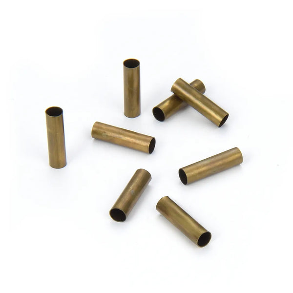 100pcs Smooth 10mm Tube Beads, Antique Bronze Plated Brass, Tarnish Resistant, Hole ID Selections: 0.5mm/1.5mm/2.4mm