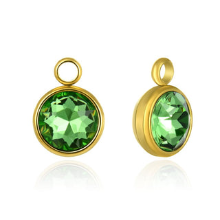 10pcs Grade A August Peridot Green Birthstone Charm Drops, 18K Yellow Gold Plated Stainless Steel, Tarnish Resistant, 6mm, CCP33-8