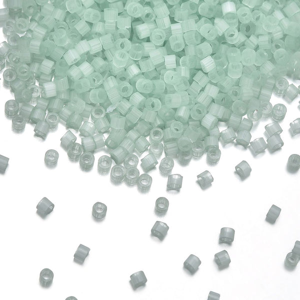 30g Miyuki Delica 11/0 Seed Beads, Opague Mint Green Silk Satin DB828 1