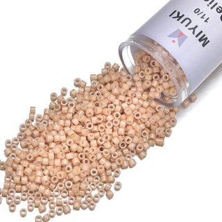30g Miyuki Delica 11/0 Seed Beads, Opaque Gold Tan Luster DB208
