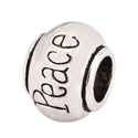 20pcs Peace Large Hole Beads, Hole ID 4.5mm,Antique Silver, Zinc Alloy Metal, MEC-C8