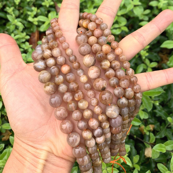 Natural Multi-Color Sunstone Gemstone Round Beads, 15 Inch/1 Strand, Size Selections: 6mm/8mm/10mm