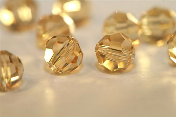 50pcs Adabele Austrian Faceted Round Crystal Beads #5000, Golden Champagne, Size Selections: 4mm/6mm/8mm/10mm