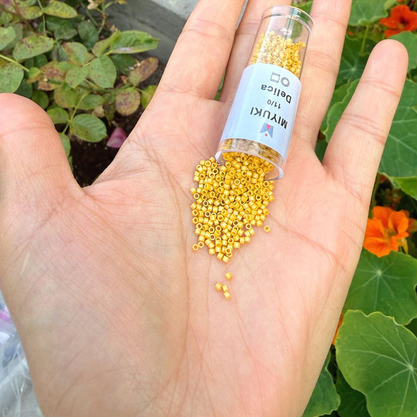 7.5g Miyuki Delica 11/0 Seed Beads, Matte Glazed Rainbow Citron DB2302