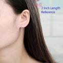 1 Pair 925 Sterling Silver Threader Earrings, Pull Through Dangle Cable Chain with Bar Pin Drop, Length Selections: 2/3/4/5/6 Inch