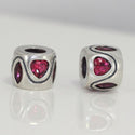 1pc Real 925 Sterling Silver Heart Bead, July Birthstone Charm Bead, Cubic Zirconia CZ Ruby Gemstone, Compatible with Pandora all Other Charm Bracelets, EC618