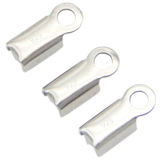 20pcs 925 Sterling Silver Tube Fold Over Cord Ends, Crimp End Caps, Closed Ring, 9mm, SS330-1
