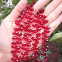 200pcs Creative Club Faceted Teardrop Briolette Crystal Glass Beads, Pendant Drop, Siam Red, 12x6mm, Hole ID 1mm, CCT2-5