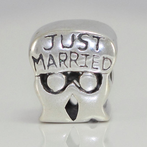 1pc Solid 925 Sterling Silver Husband Wife Oneness Charm Just Married Bead Charm, Compatible with Pandora All Charm Bracelet, EC376