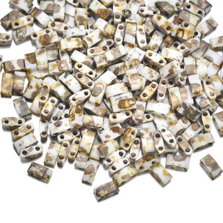 10g Miyuki Half Tila Seed Beads 5x2.3mm, Picasso Antique White HTL-4512