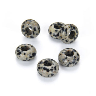 10pcs Natural Dalmatian Jasper Gemstone Donut Rondelle Beads,14x8mm, Hole ID 5.6mm, GW-A9