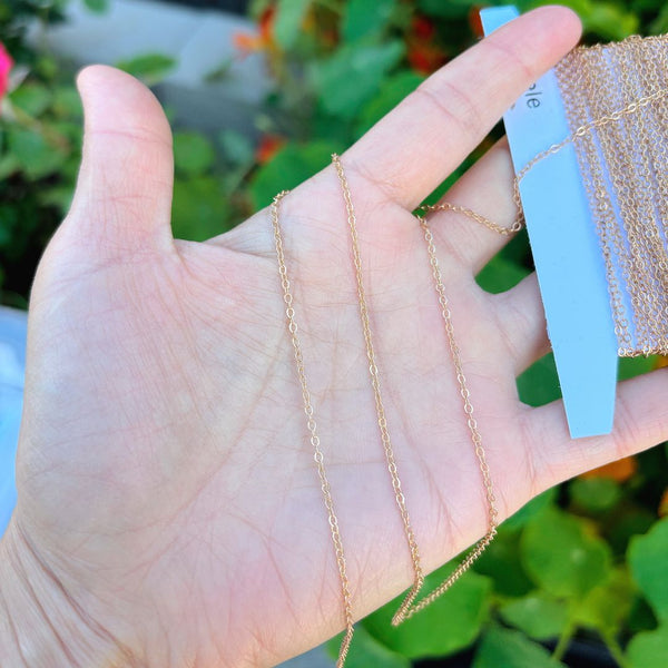 33 Feet Diamond Cut Flat Cable Chain Link, Raw Copper Uncoated/Unplated, 1.5mm Thin Small, CK10-F2
