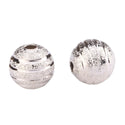 100pcs Corrugated Ribbon Round Beads, Sterling Silver Plated Brass, Size Selection: 6mm/8mm/10mm