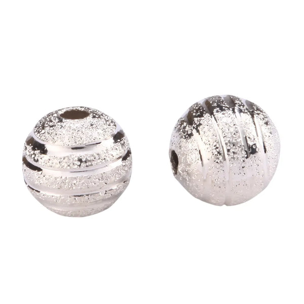 500pcs Small Tiny 4mm Corrugated Ribbon Round Beads, Sterling Silver Plated Brass, Hole ID 1mm, CF10-4
