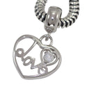 1pc Solid 925 Sterling Silver Love Eternity Bead Charm Clear Cubic Zirconia CZ, Compatible with Pandora All Other Charm Bracelet, EC611