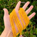 Natural Yellow Lemon Jade Gemstone Faceted Round Beads, 6mm, Hole ID 0.9mm, 2 Strands/28 Inch Total, GH-E20