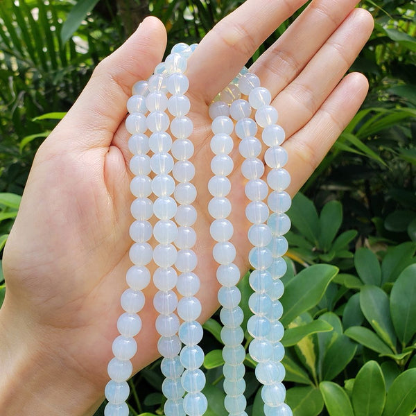 Lab Created White Opal Gemstone Round Beads, 1 Strand/15 Inch, Size Selections: 4mm/6mm/8mm/10mm